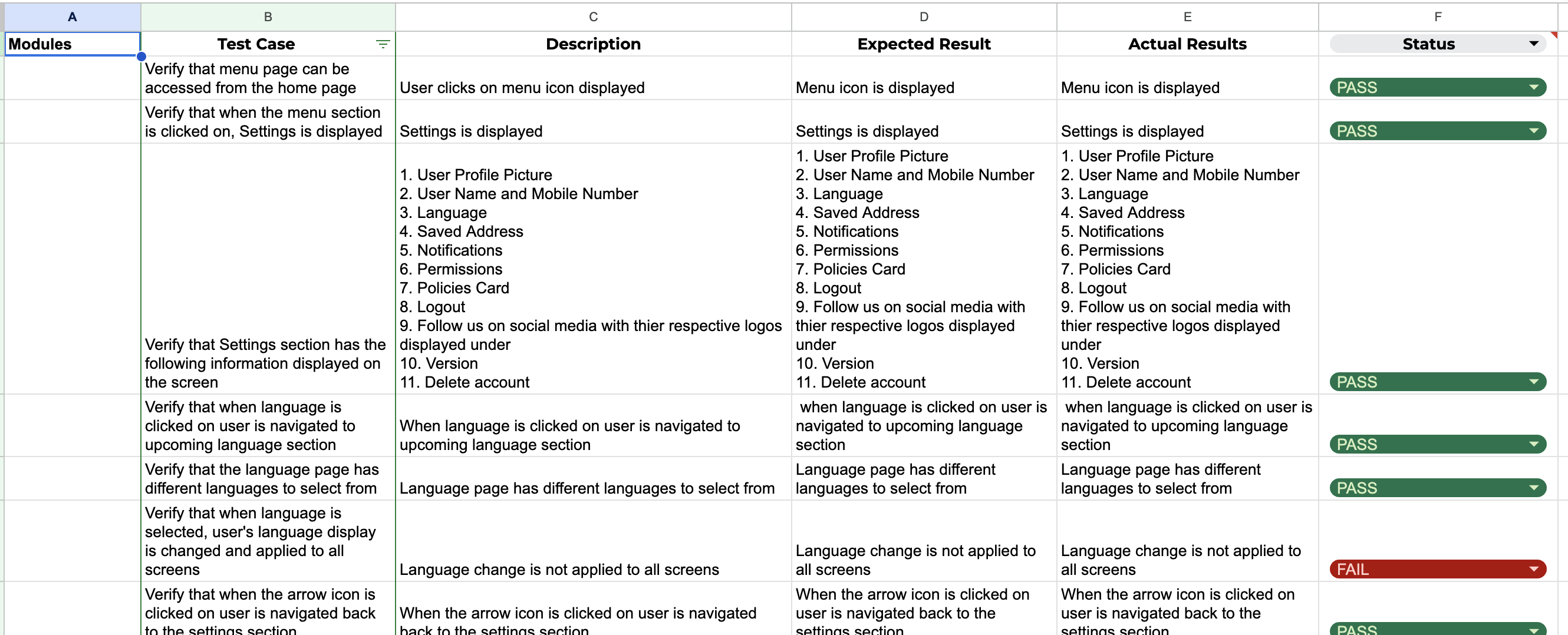Sheet-Based Test Design Document for a Ride-Hailing application.